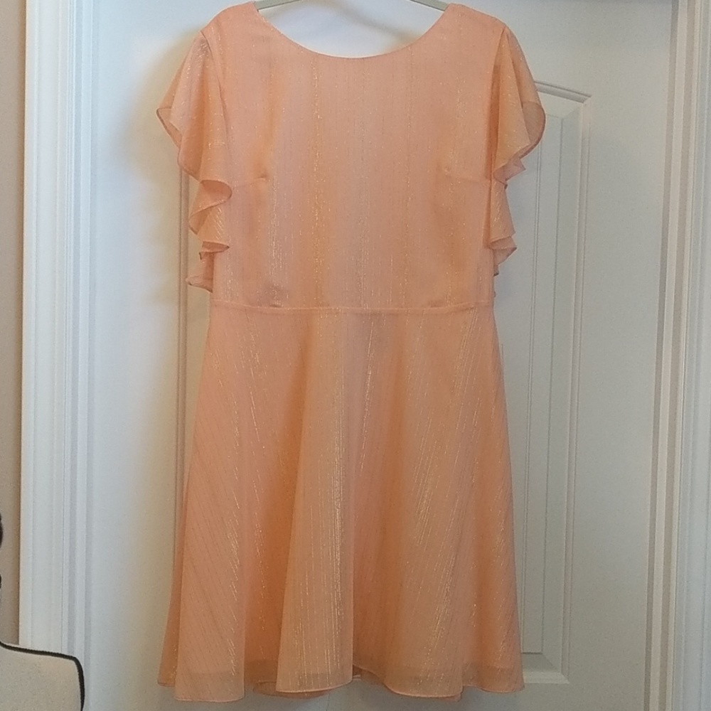 NWT Halston metallic stripe open tie back dress,10